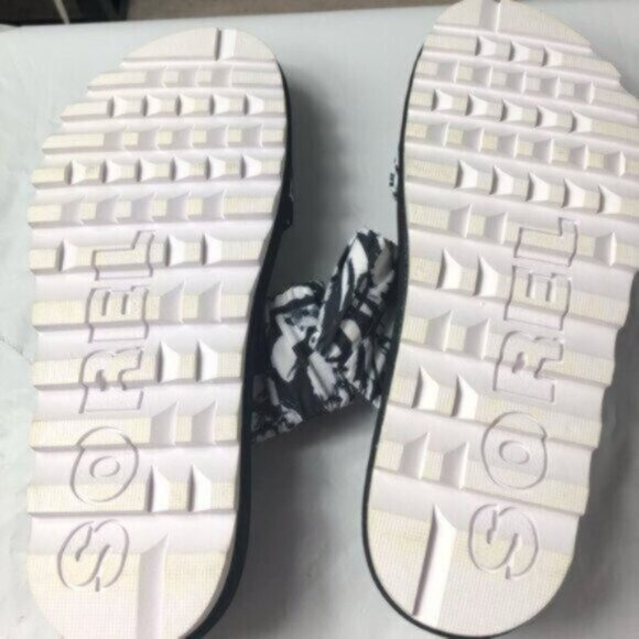 NEW Sorel Black & White Two Strap Slide Sandals  7 - Picture 5 of 8